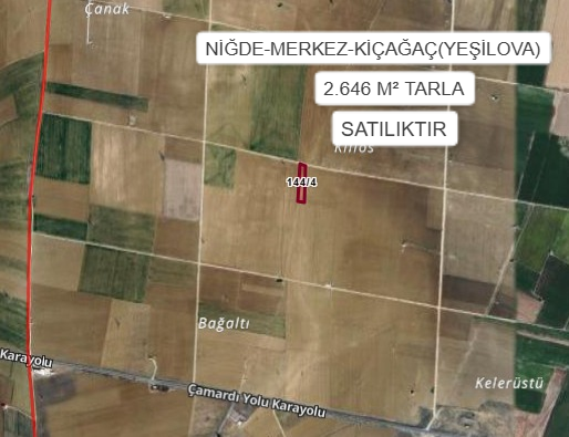 NİĞDE MERKEZ KİÇAĞAÇ (YEŞİLOVA) KÖYÜ’NDE 2644 M² TARLA SATILIKTIR - NİĞDE MERKEZ fotoğraf 2