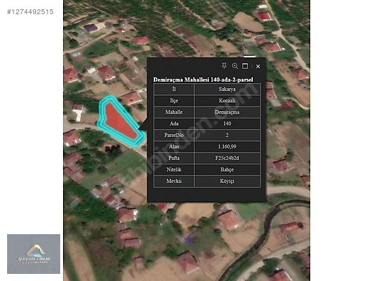 SAKARYA/KOCAALİ DEMİRAÇMA MAH.İMARLI 1160m² SATILIK ARSA - SAKARYA KOCAALİ fotoğraf 4