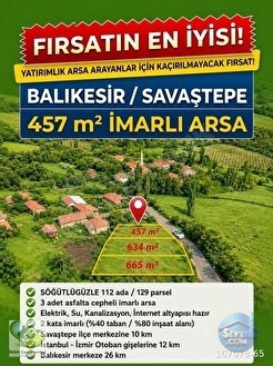🚨 SAVAŞTEPE'DE 457 M² CADDEYE CEPHELİ İMARLI ARSA 🚨 - BALIKESİR SAVAŞTEPE fotoğraf 10