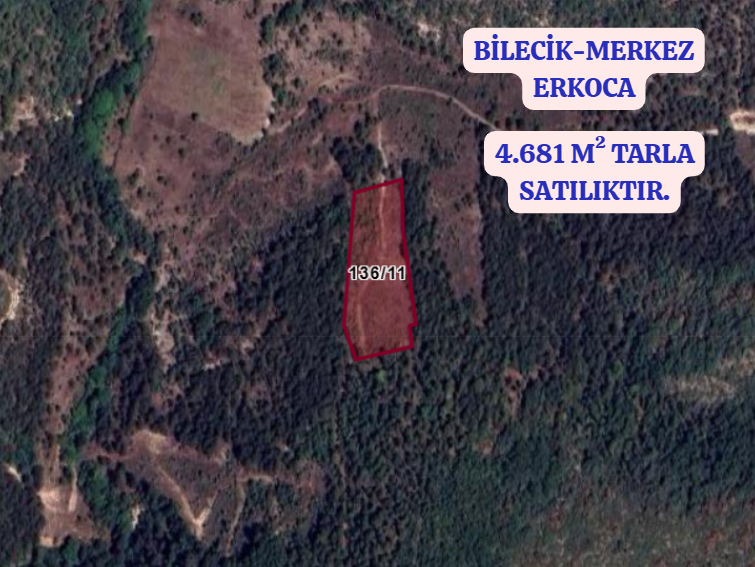 BİLECİK MERKEZ ERKOCA   KÖYÜNDE 4.681  M² TARLA  SATILIKTIR - BİLECİK MERKEZ fotoğraf 2