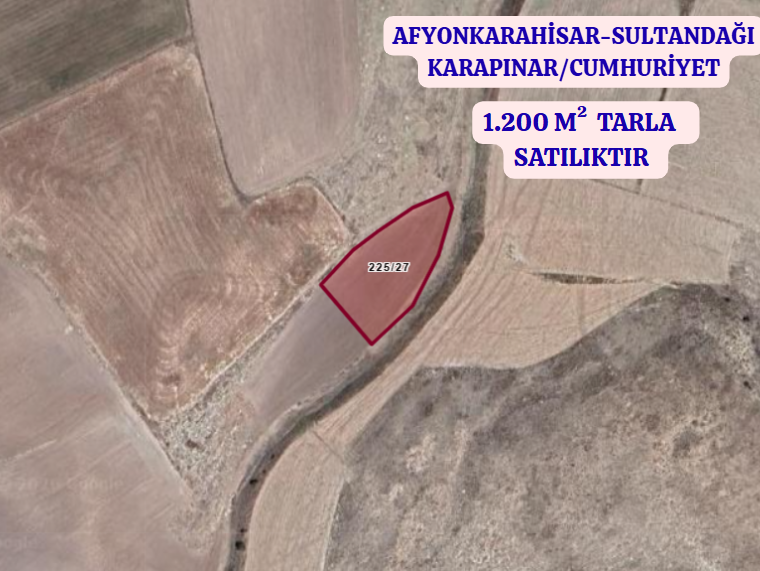AFYONKARAHİSAR SULTANDAĞI KARAPINAR/CUMHURİYET   KÖYÜNDE  1.200  M²  TARLA SATIL - AFYONKARAHİSAR SULTANDAĞI fotoğraf 2