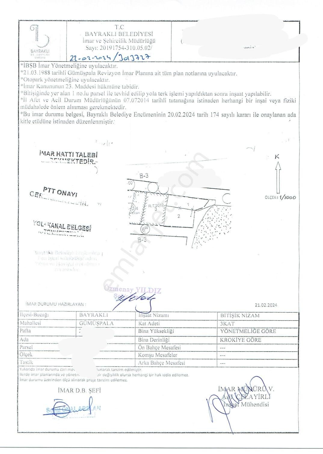 Gümüşpala Da Fuul Deniz Manzaralı 3 Kat İmarlı Arsa 240m2 - İZMİR BAYRAKLI fotoğraf 2