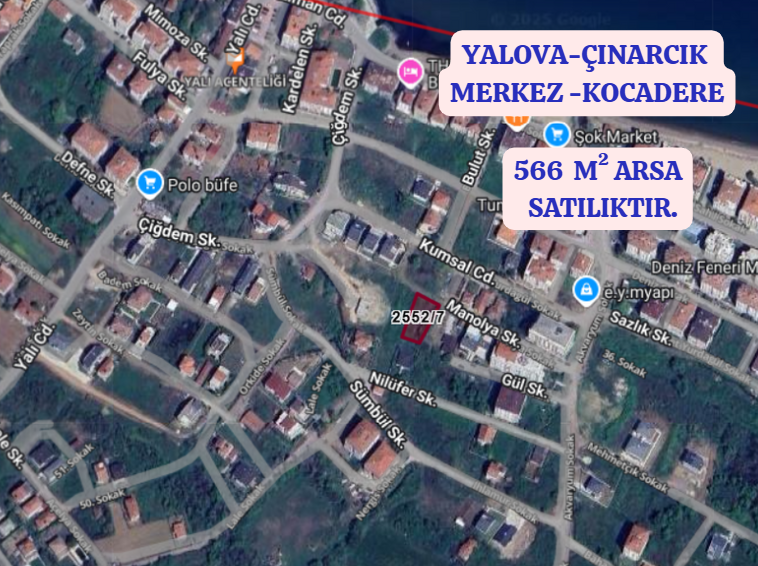 YALOVA ÇINARCIK MERKEZ-KOCADERE KÖYÜNDE 566  M² ARSA SATILIKTIR - YALOVA ÇINARCIK fotoğraf 2