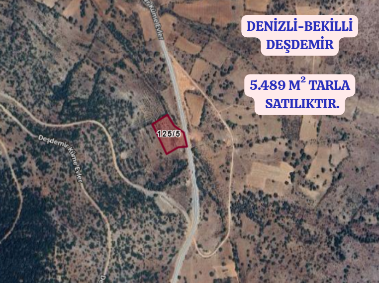 DENİZLİ BEKİLLİ DEŞDEMİR KÖYÜNDE  5.489 M²   TARLA SATILIKTIR - DENİZLİ BEKİLLİ fotoğraf 2