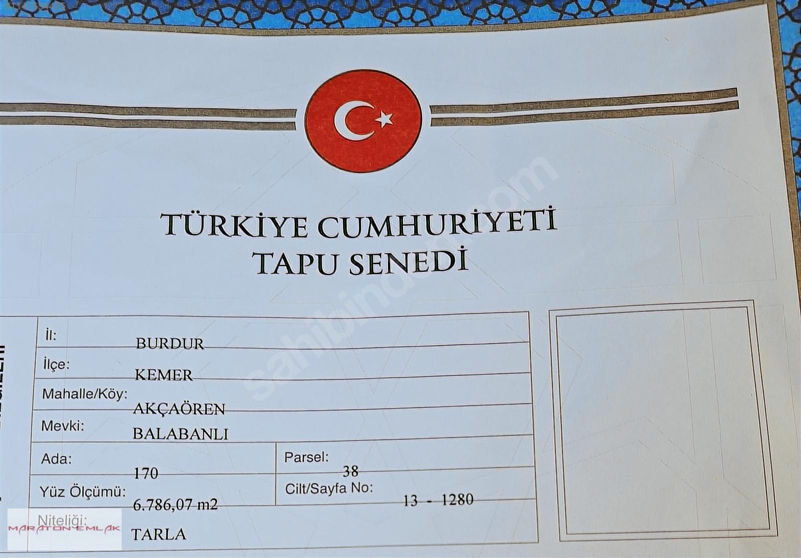 BURDUR KEMER AKÇAÖRENDE YATIRIMLIK TARLA - BURDUR KEMER fotoğraf 6