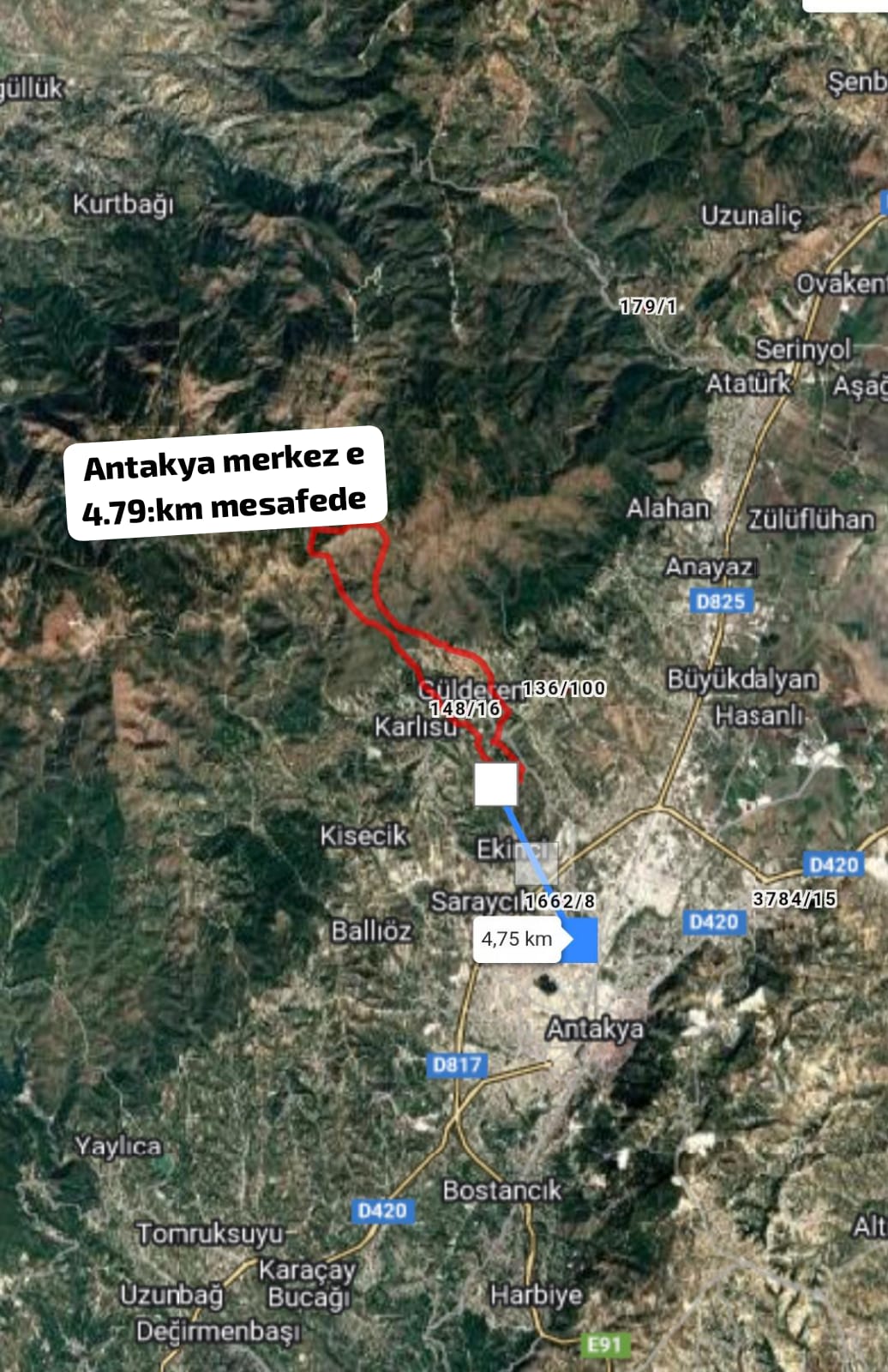 Gülderen yerleşim alanı içinde, SATILIK müstakil bahçe 2.316 M²  