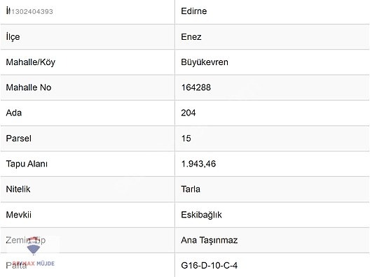 EDİRNE ENEZ ,BÜYÜKEVREN MAH.1.943 M2 YOLA CEPHELİ TARLA - EDİRNE ENEZ fotoğraf 2