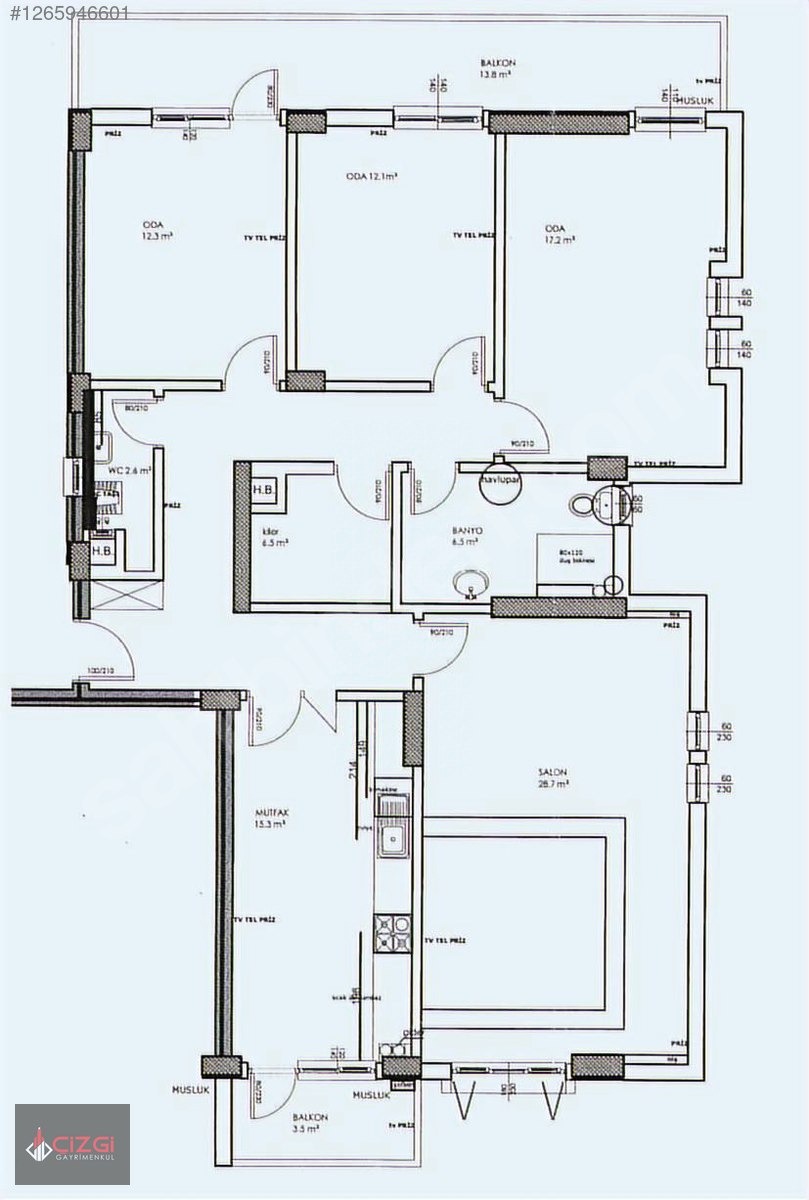 TÜRKÖZ YILDIRIMPARK SİTESİ SATILIK BOŞ 3+1 DAİRE - KOCAELİ DERİNCE fotoğraf 22