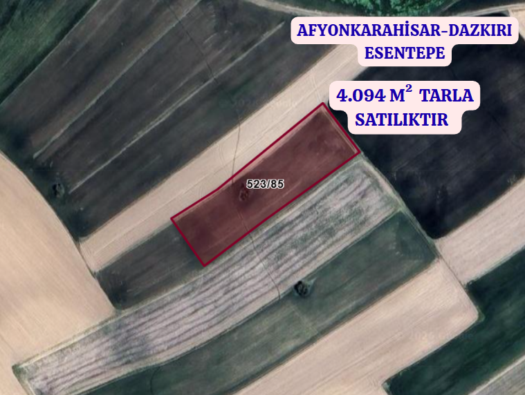 AFYONKARAHİSAR DAZKIRI ESENTEPE  KÖYÜNDE 4.094  M² TARLA  SATILIKTIR - AFYONKARAHİSAR DAZKIRI fotoğraf 2