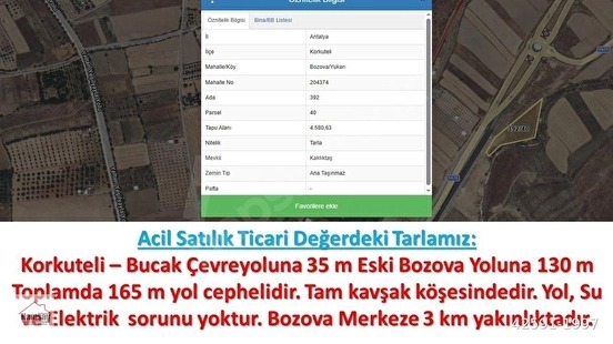 Çevreyoluna Cepheli Ticari Tarla - ANTALYA KORKUTELİ fotoğraf 5