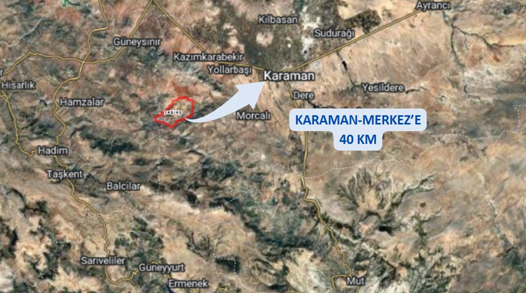 KARAMAN MERKEZ DAMLAPINAR KÖYÜNDE 1.403 M² TARLA SATILIKTIR. - KARAMAN MERKEZ fotoğraf 6