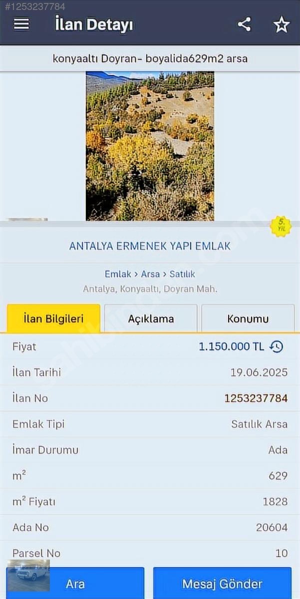 konyaaltı Doyranda 629m tapulu arsa - ANTALYA KONYAALTI fotoğraf 20