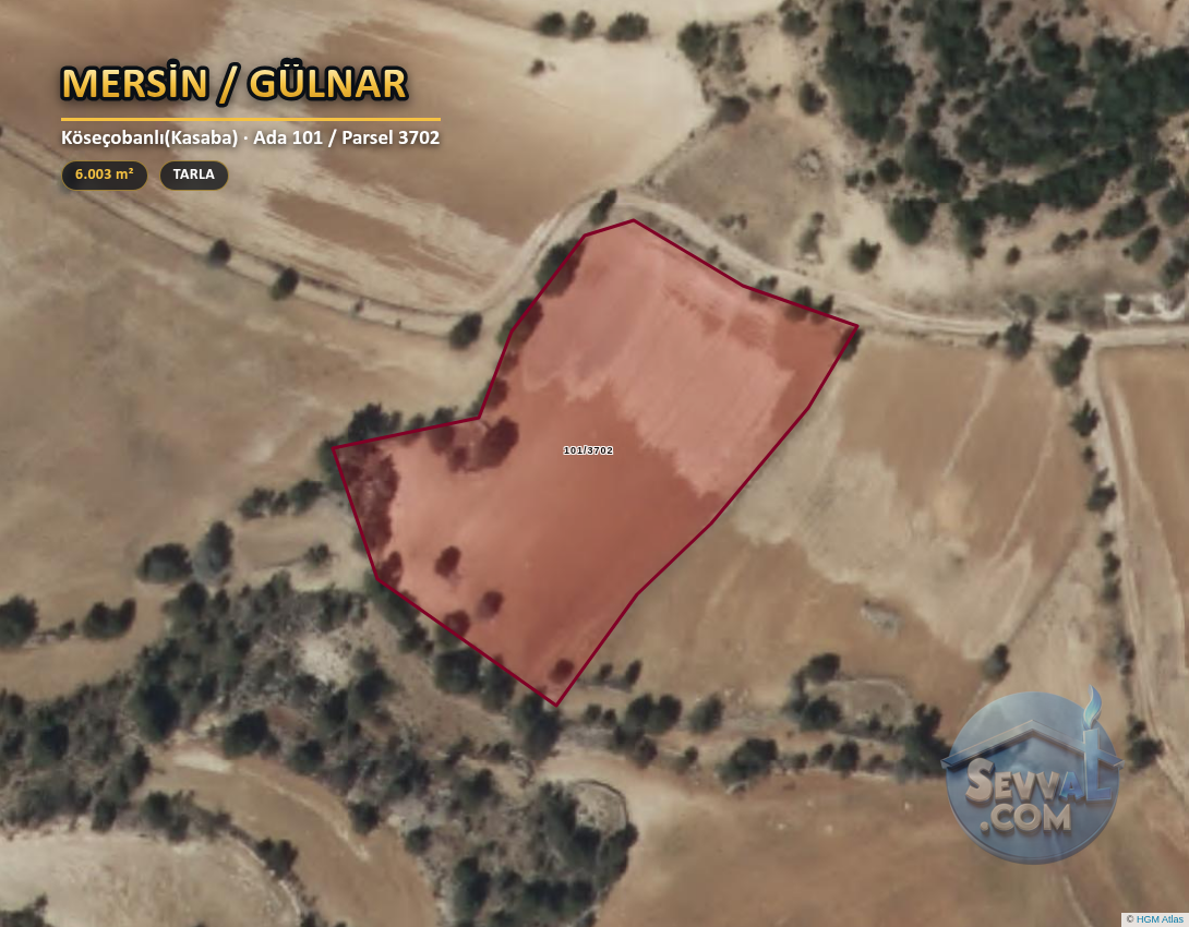 MERSİN GÜLNAR KÖSEÇOBANLI(KASABA) 6.004 m² SATILIK ARSA - MERSİN GÜLNAR fotoğraf 2