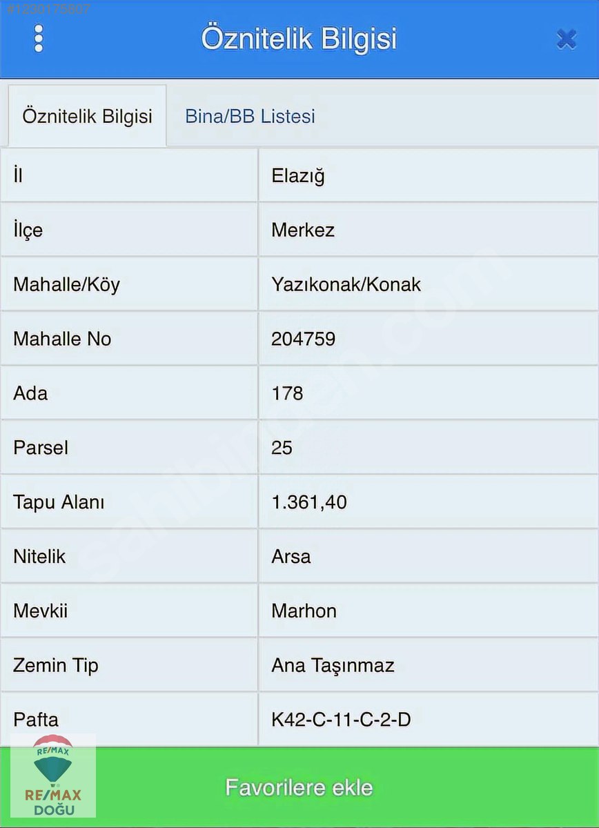 REMAX DOĞU'DAN YAZIKONAK'TA TİCARİ+KONUT İMARLI ARSA - ELAZIĞ MERKEZ fotoğraf 3