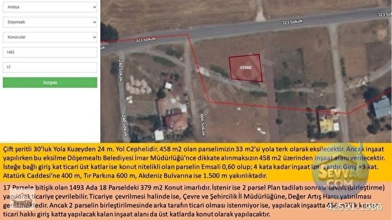 30'luk Yol Cepheli, Köşebaşı, 0,60 Emsal, Konut+Ticari, Yatırımlık Arsa - ANTALYA DÖŞEMEALTI fotoğraf 2