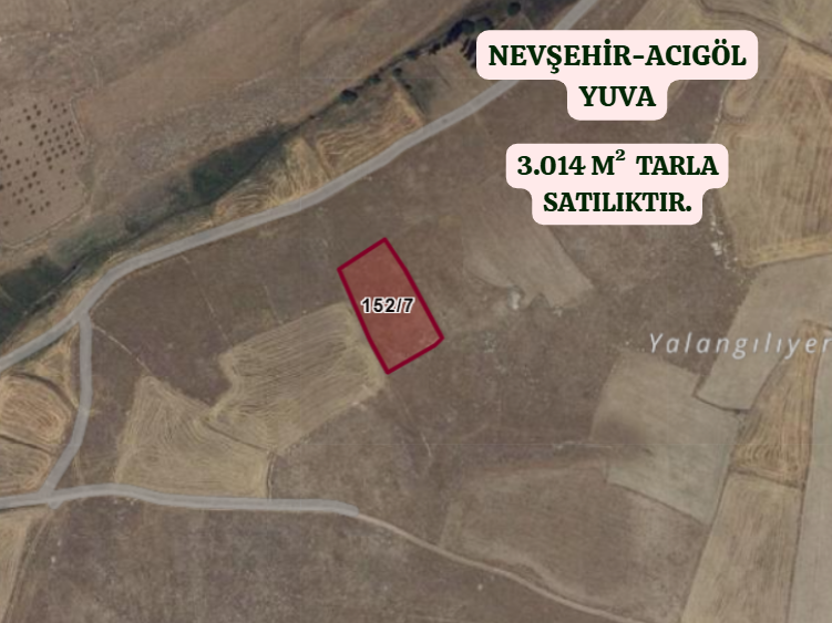 NEVŞEHİR ACIGÖL YUVA  KÖYÜNDE 3.014  M²  TARLA  SATILIKTIR - NEVŞEHİR ACIGÖL fotoğraf 2