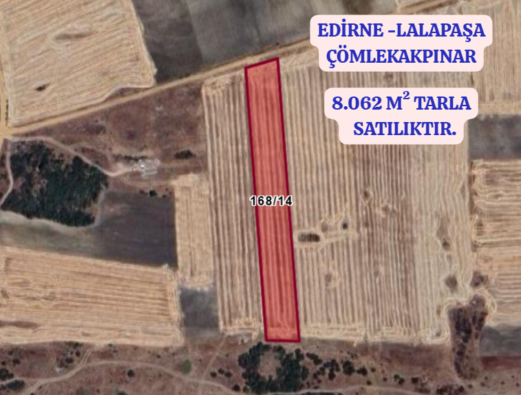 EDİRNE LALAPAŞA ÇÖMLEKAKPINAR  KÖYÜNDE 8.062 M TARLA SATILIKTIR - EDİRNE LALAPAŞA fotoğraf 2
