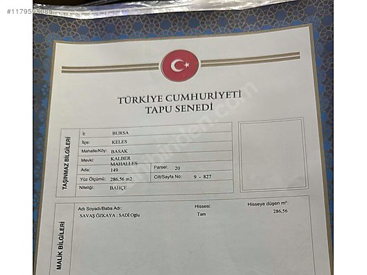 BURSA KELES BAŞAK KÖYÜNDE 286 M² BAHÇE SATILIKTIR - BURSA KELES fotoğraf 5
