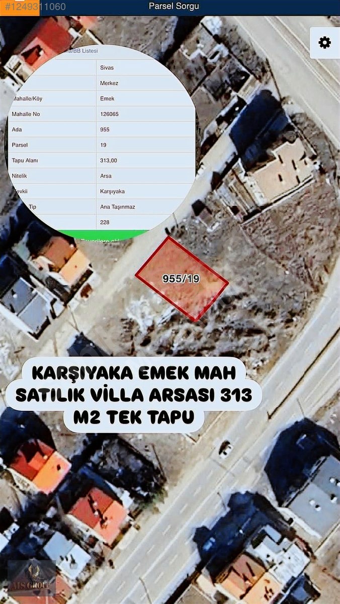 MS GROUP GAYRİMENKUL'DEN KARŞIYAKA EMEK MH SATILIK VİLLA ARSASI - SİVAS MERKEZ fotoğraf 3