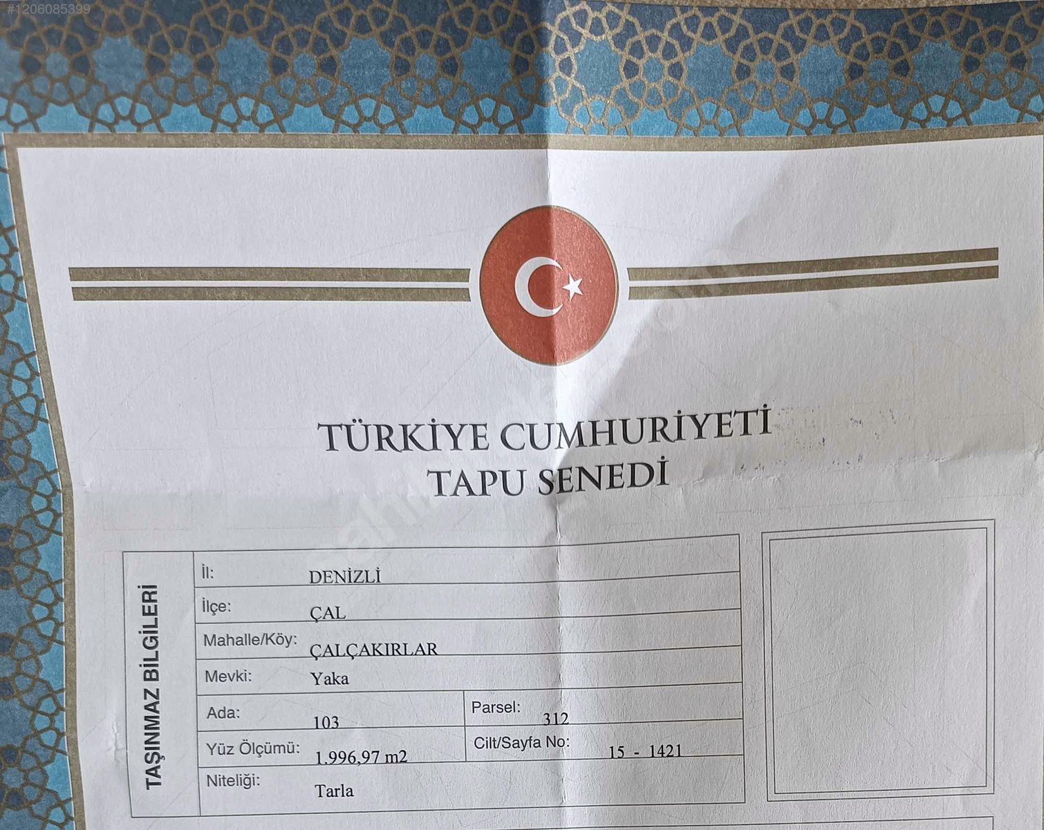 DENİZLİ ÇAL  ÇALÇAKIRLAR   KÖYÜNDE   1.996   M²  TARLA  SATILIKTIR - DENİZLİ ÇAL fotoğraf 4