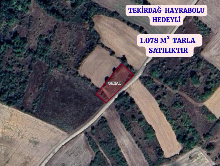 TEKİRDAĞ HAYRABOLU HEDEYLİ  KÖYÜNDE  1.078  M²  TARLA SATILIKTIR - TEKİRDAĞ HAYRABOLU fotoğraf 2