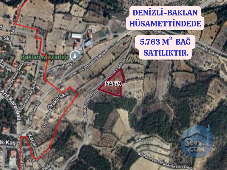 DENİZLİ BAKLAN HÜSAMETTİNDEDE   KÖYÜNDE 5.763  M²   BAĞ  SATILIKTIR - DENİZLİ BAKLAN fotoğraf 2
