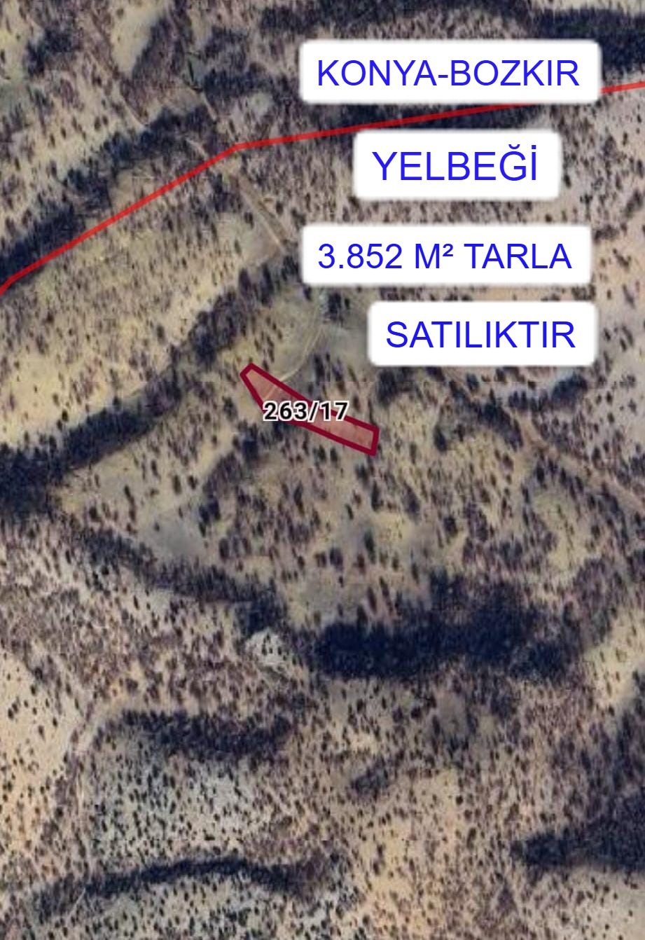 KONYA BOZKIR YELBEĞİ MAH. 3.852M² TARLA  SATILIKTIR