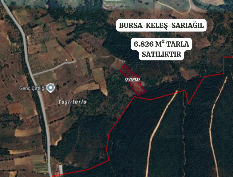 BURSA KELEŞ PINARCIK'TA 1.634  M² TARLA SATILIKTIR. - BURSA İZNİK fotoğraf 2