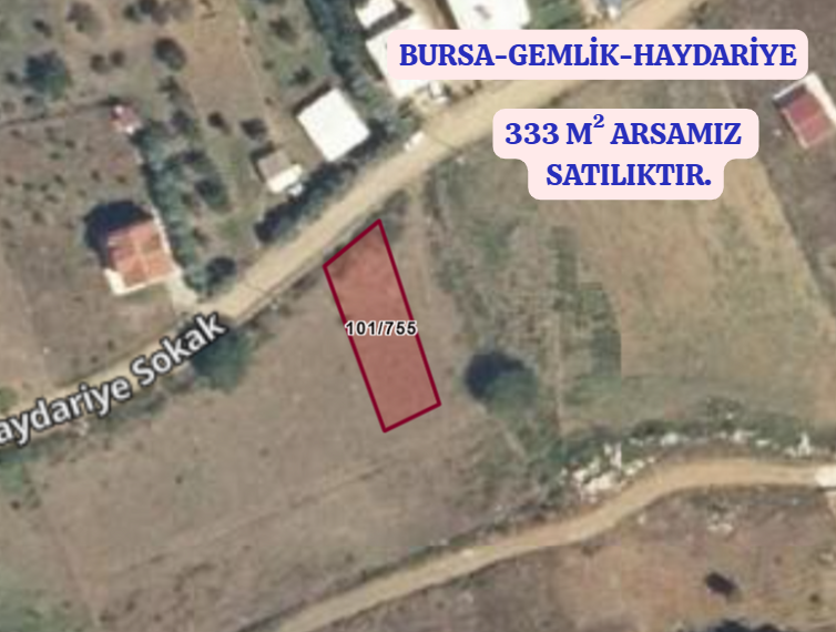 BURSA GEMLİK HAYDARİYE  KÖYÜNDE 333 M² ARSA SATILIKTIR - BURSA GEMLİK fotoğraf 3