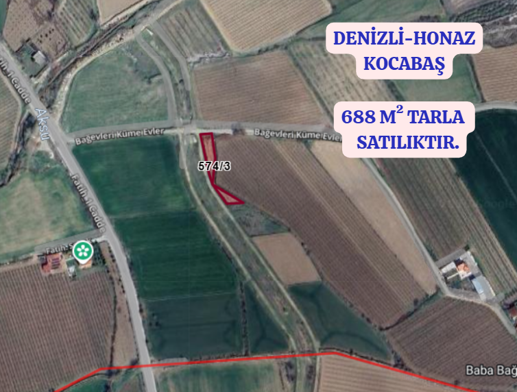 DENİZLİ HONAZ KOCABAŞ MAHALLESİNDE  688 M² TARLA  SATILIKTIR - DENİZLİ HONAZ fotoğraf 2