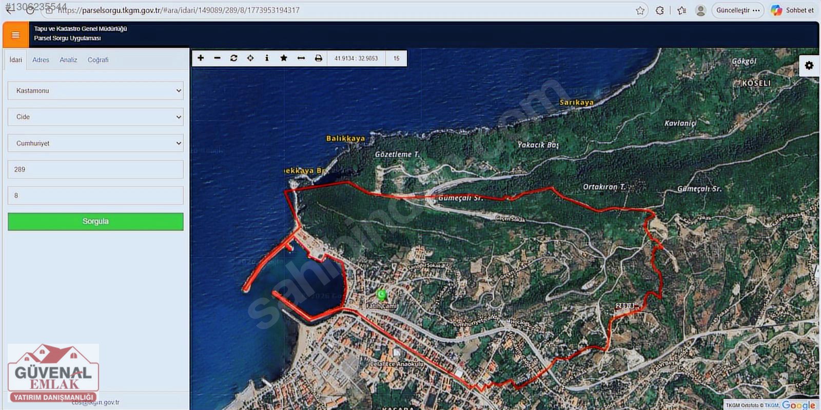 CİDE CUMHURİYET MAH. DENİZE 1,3 KMTEK TAPULU 376 M2 - KASTAMONU CİDE fotoğraf 3