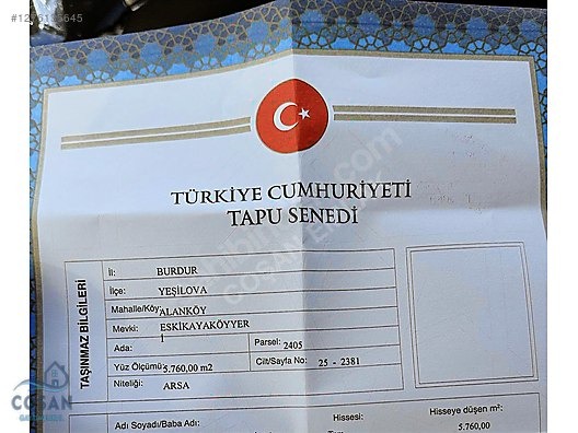 Burdur Yeşilova Alan Köy'de Satılık İmarlı Arsa (5760 m²) - BURDUR YEŞİLOVA fotoğraf 24