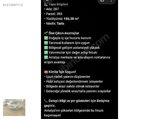 tek tapu satılık tarla - ANTALYA AKSU fotoğraf 6