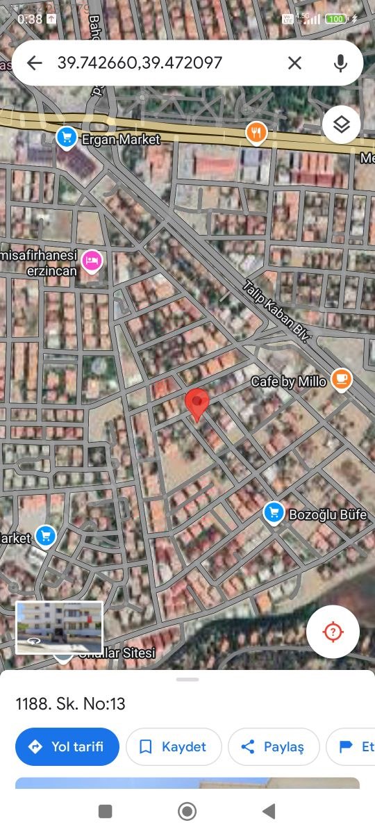 Erzincan / Merkez / Mimar Sinan Mah. SATILIK ARSA 389M²