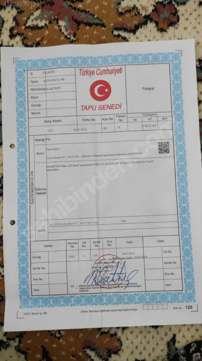 Elazığ / Kovancılar / Karacimşit Mh. 1.370M² TARLA&BAĞ - ELAZIĞ KOVANCILAR fotoğraf 3