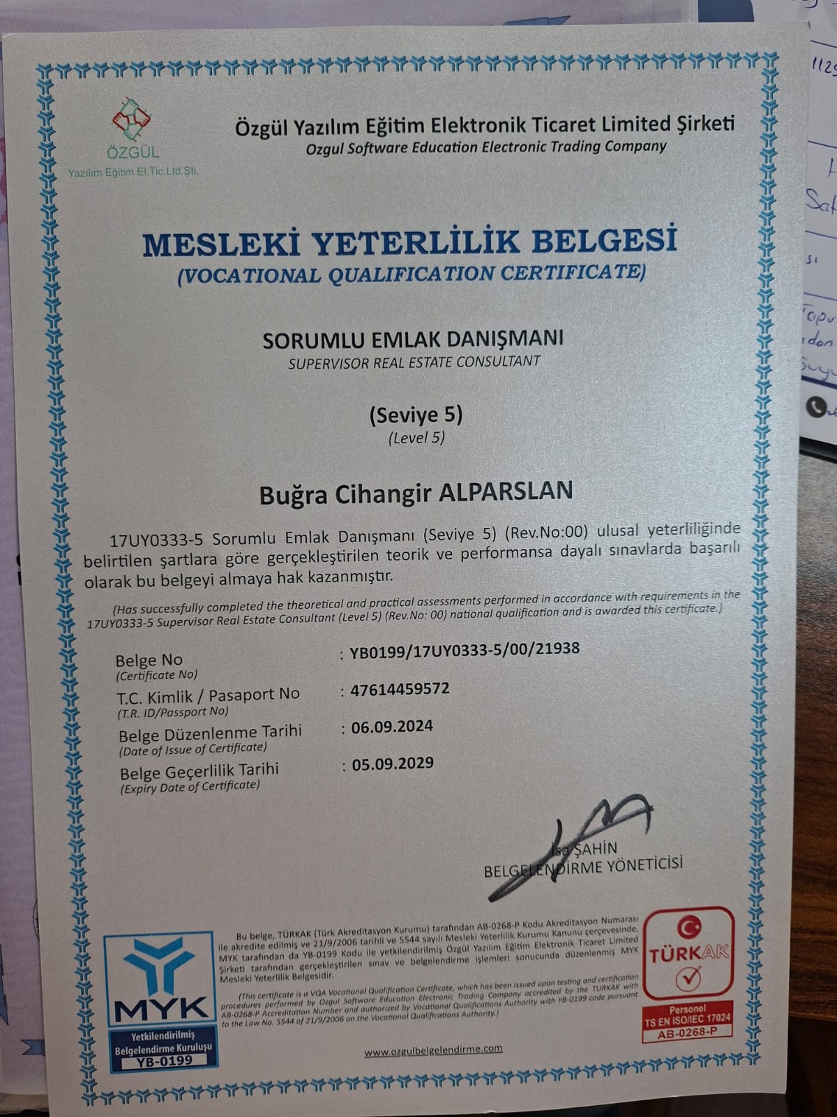 Seviye 5 Belgesi
